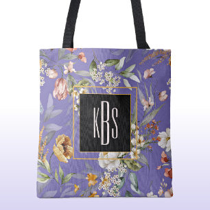 Tote Bag Périwinkkt Monogram Fine Art Florals Épaule Fourre