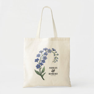 Tote Bag Periwinkle Blue Modern Floral Mariage Bienvenue