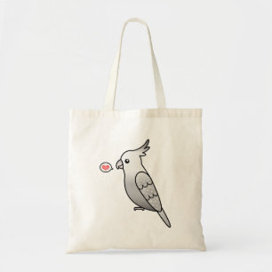 Tote Bag Perle de Perruche à tête blanche dessin animé avec