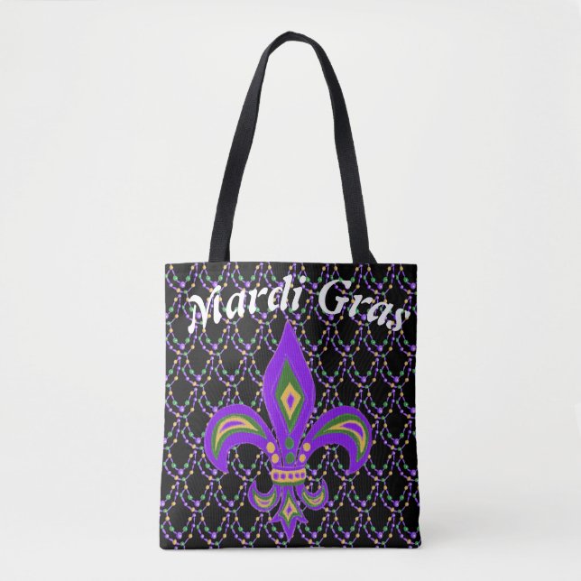 Tote Bag Perles de gras Mardi et Fleur de Lis (Devant)