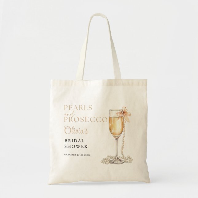 Tote Bag Perles Et Fête des mariées Élégante De Prosecco (Devant)