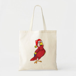 Tote Bag Perroquet avec chapeau de Père Noël