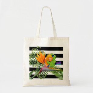 Tote Bag Perroquet, Caudata, Feuilles de palme, Grilles