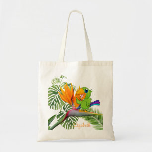 Tote Bag Perroquet, Caudata, Feuilles de palme - Personnali
