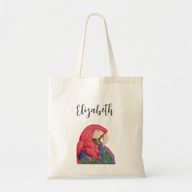Tote Bag Perroquet de la jungle tropicale Dessin Macaw colo (Devant)