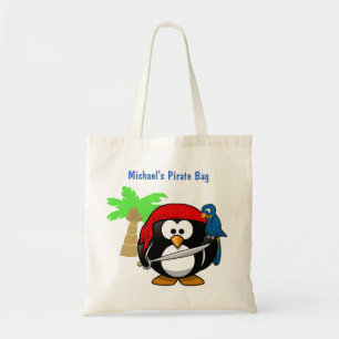 Tote Bag Perroquet de pingouin de pirate et plage nommée