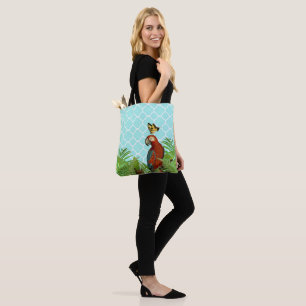 Tote Bag Perroquet et papillon turquoise