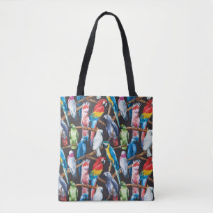 Tote Bag Perroquet : papier peint d'aquarelle tropicale.