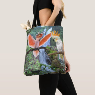 TOTE BAG PERROQUETS COCKATOOS AU PARADIS