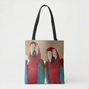 Tote Bag Perroquets rouges bleus et verts
