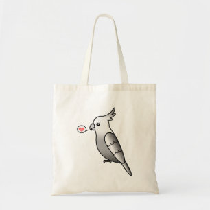 Tote Bag Perruche à tête blanche dessin animé Amour d'oisea