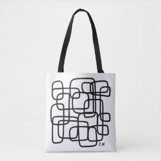 Tote Bag Personalised Custom Name Abstract Line Art