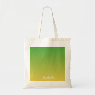 Tote Bag Personalised green and yellow ombre