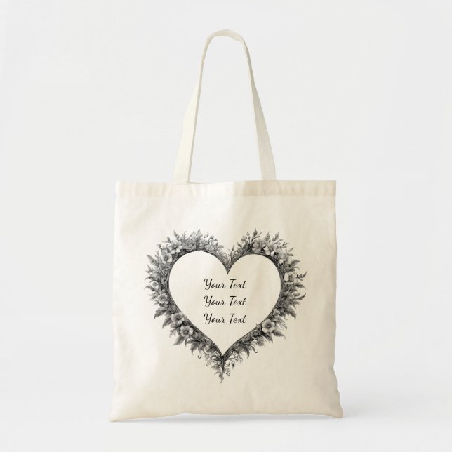 Tote Bag Personalized Classic Floral Heart Tote (Devant)