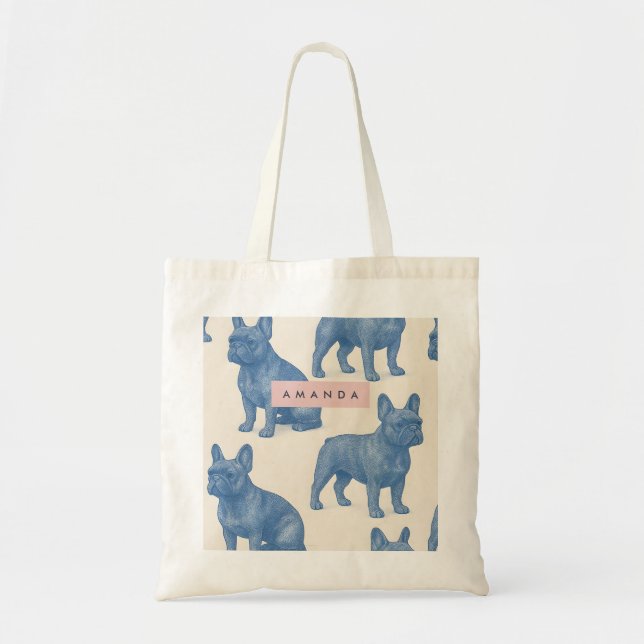 Tote Bag Personalized Cute French Bulldog (Devant)