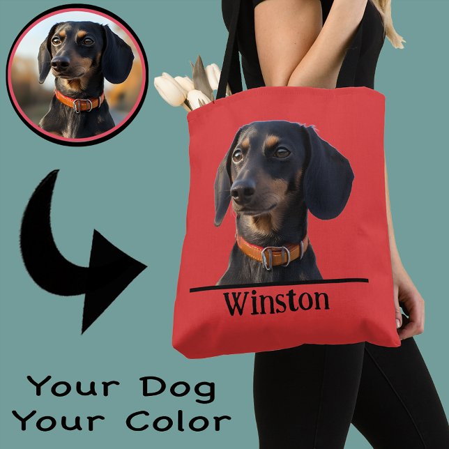Tote Bag Personalized Dachshund Tote–Custom Pet Portrait (Créateur téléchargé)
