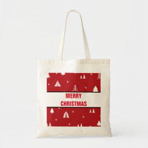 Tote Bag Personalized Decorative Red Merry Christmas Stars 