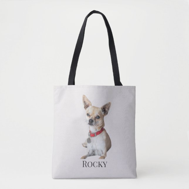 Tote Bag Personalized Dog Photo | Custom Pet Name  (Devant)