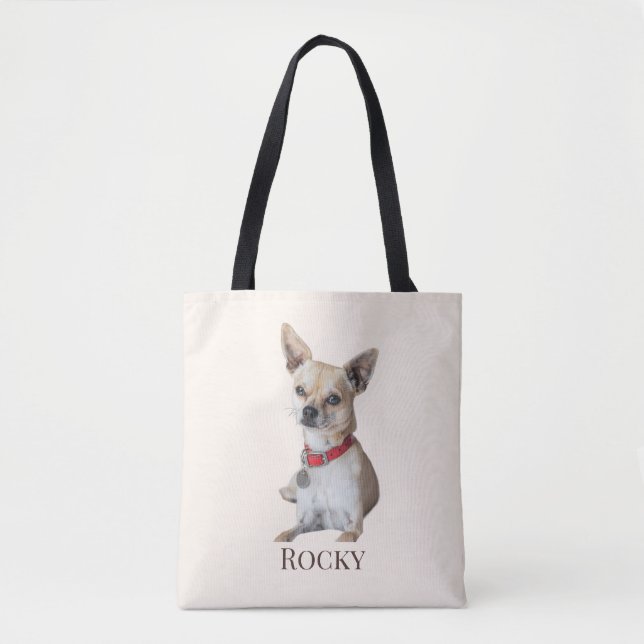 Tote Bag Personalized Dog Photo | Custom Pet Name  (Devant)
