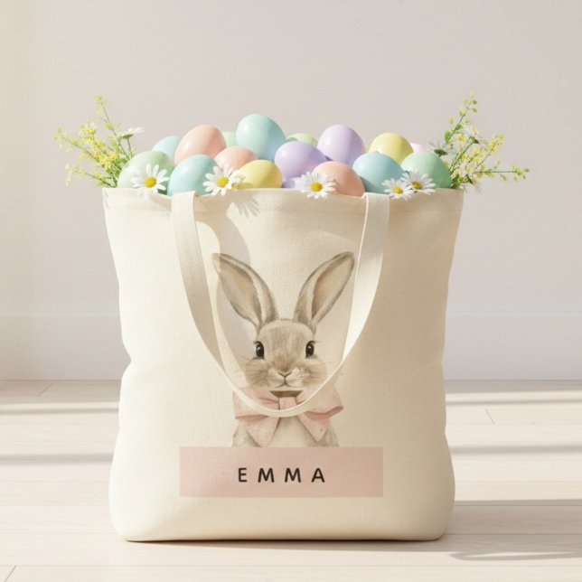Tote Bag Personalized Easter Bunny | Custom Name  (Créateur téléchargé)