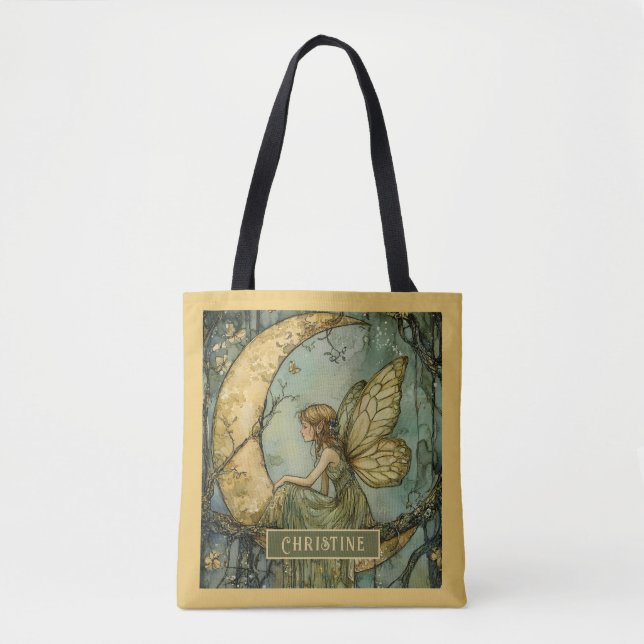 Tote Bag Personalized Enchanted Fairy And Crescent Moon (Devant)