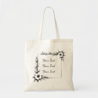 Tote Bag Personalized Geometric Floral Frame Tote