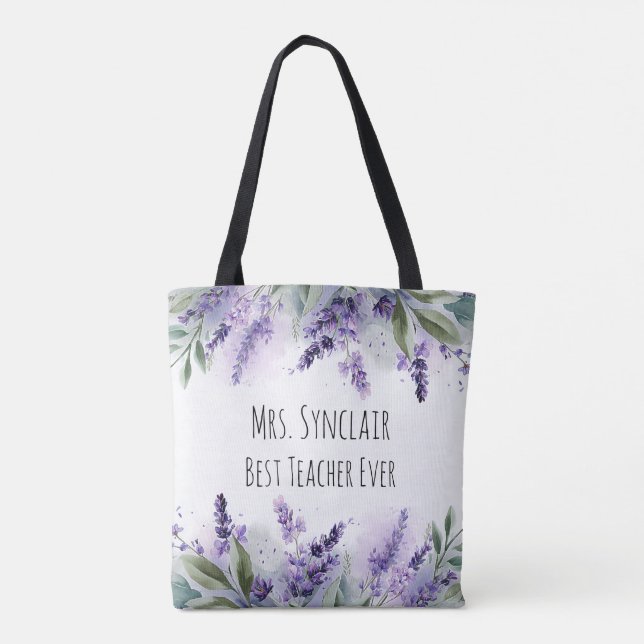 Tote Bag Personalized Lavender Flowers Teacher Appreciation (Dos)