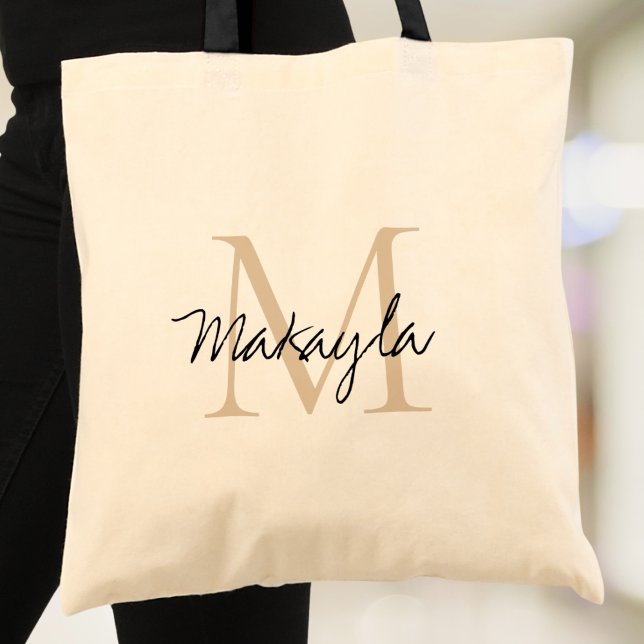 Tote Bag Personalized Monogram Beige Black (Créateur téléchargé)