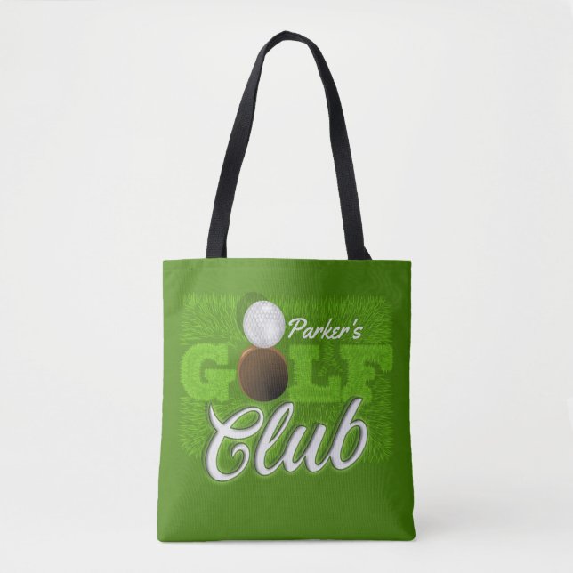 Tote Bag Personalized NAME Golfer Green Golf Course Club (Devant)
