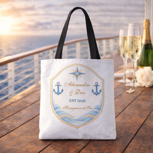 Tote Bag Personalized Nautical Honeymoon Crest (Créateur téléchargé)