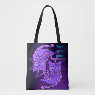 Tote Bag Personnalisable Purple Gemini Kittens Décagon Viol