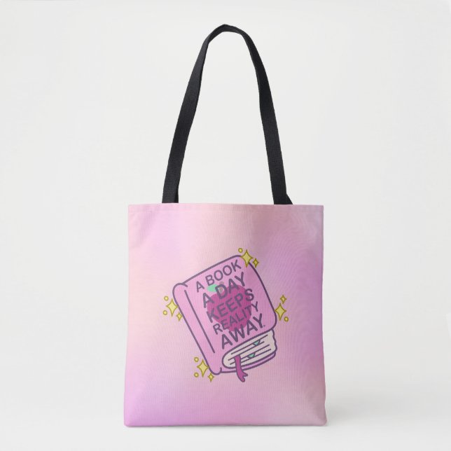 Tote Bag Personnalisable - Un livre par jour garde la réali (Devant)