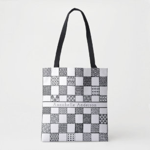 Tote Bag Personnalisation du point de référence noir et b