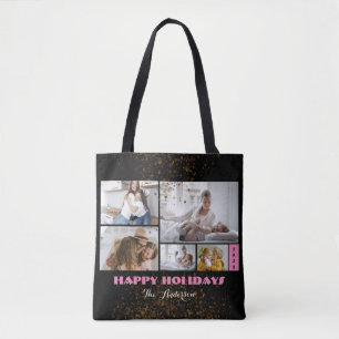 Tote Bag Personnalisé 5 photo rose et noir