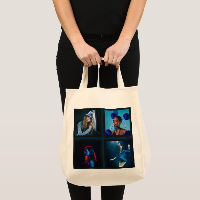 Tote Bag Personnalisé 6 Photo Collage Modèle Black Fourre-t (Devant (produit))