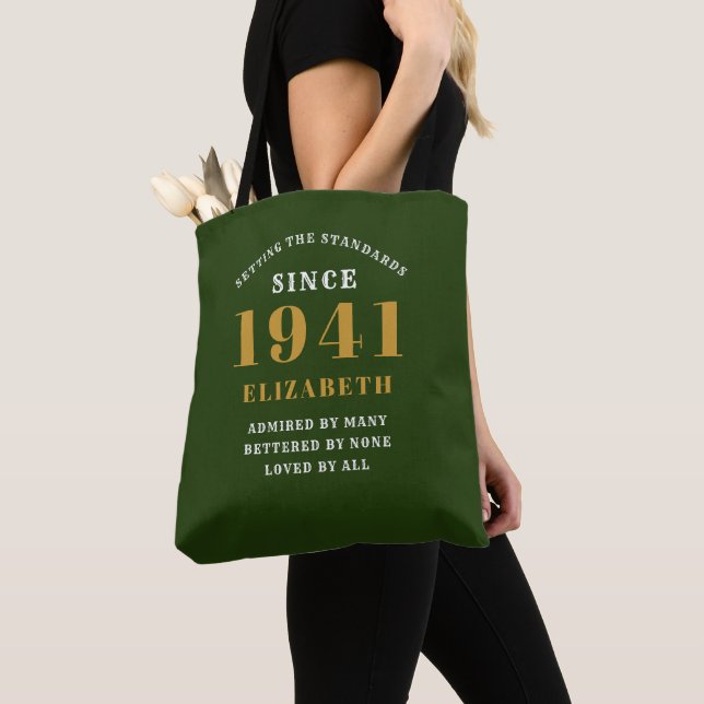 Tote Bag Personnalisé 80e anniversaire 1941 Elégant Chic Gr (De près)