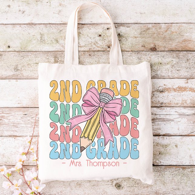 Tote Bag Personnalisé Avec Nom Enseignant de 2e année Perso (Créateur téléchargé)