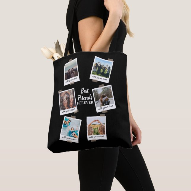 Tote Bag Personnalisé Best Friends 6 Photo Collage personna (De près)