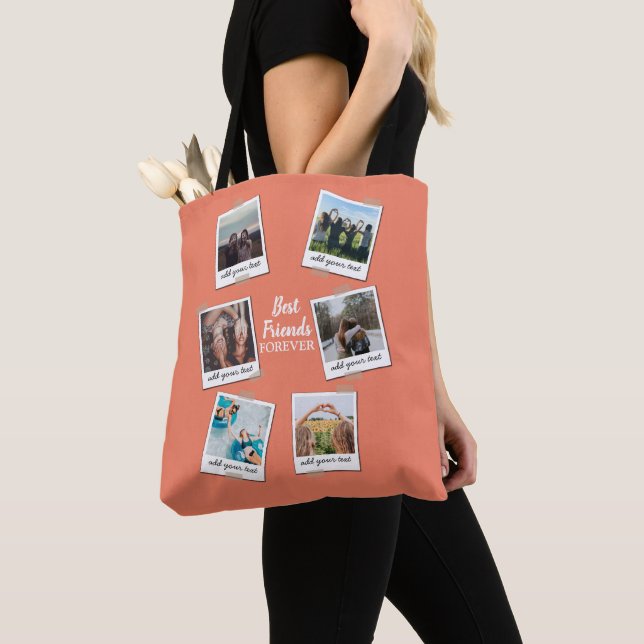 Tote Bag Personnalisé Best Friends 6 Photo Collage personna (De près)