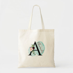 Tote Bag Personnalisé Bourgogne Floral A Fête des mariées C