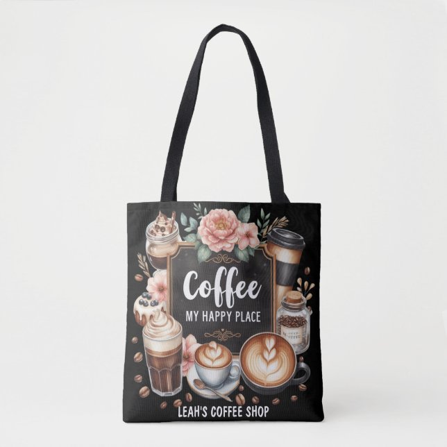 Tote Bag ☕ Personnalisé Café Cuisine Café Café Café Joyeux  (Devant)