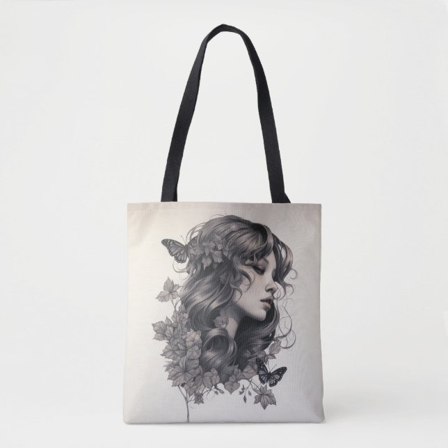 Tote Bag Personnalisé Champagne Ivory Floral Mariage (Devant)