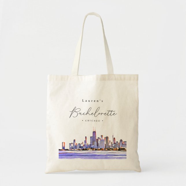 Tote Bag Personnalisé Chicago Skyline Bachlorette Party (Devant)