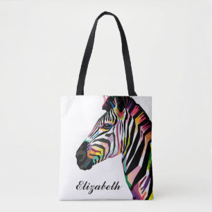 Tote Bag Personnalisé Coloré Pop Art Zebra