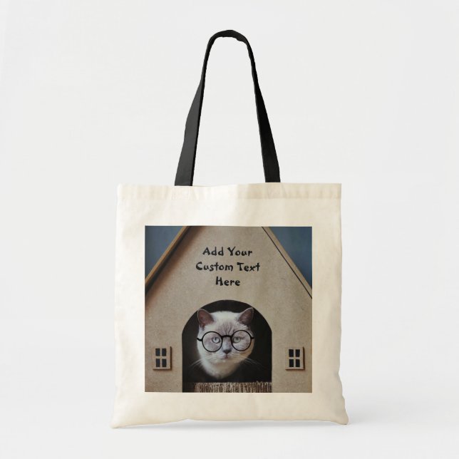 Tote Bag Personnalisé Cute Chat Visage Drôle Kitty Animaux  (Devant)