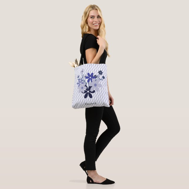 Tote Bag Personnalisé élégant bleu violet violet motif (Sur le modèle)