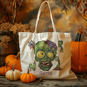 Tote Bag Personnalisé Funny Zombie Garçon Trick Ou Treat Ca