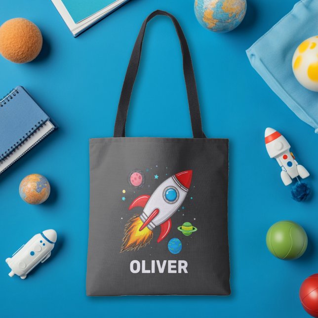 Tote Bag Personnalisé Garçons Jote Rocket Ship Planètes (Créateur téléchargé)