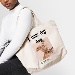 Tote Bag Personnalisé J'aime mon chien photo