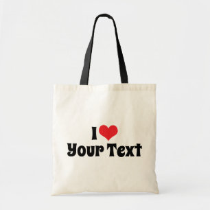 Tote Bag Personnalisé J'Aime Red Heart Ajouter Votre Texte 